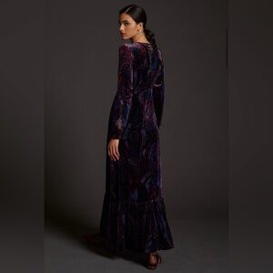 NWT Anthropologie Burnout Velvet Maxi Dress